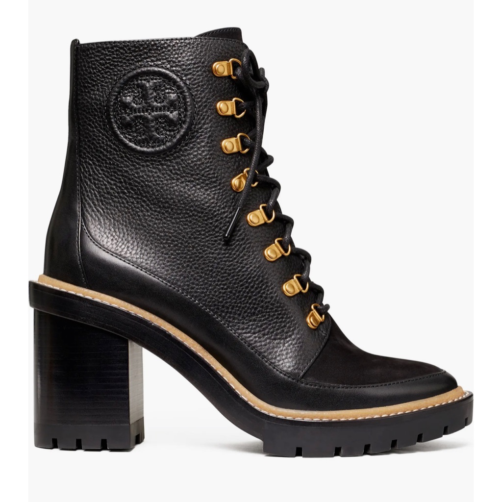 Tory Burch Miller Mixed Materials Lug Sole Boot In Perfect Black Size 10.5